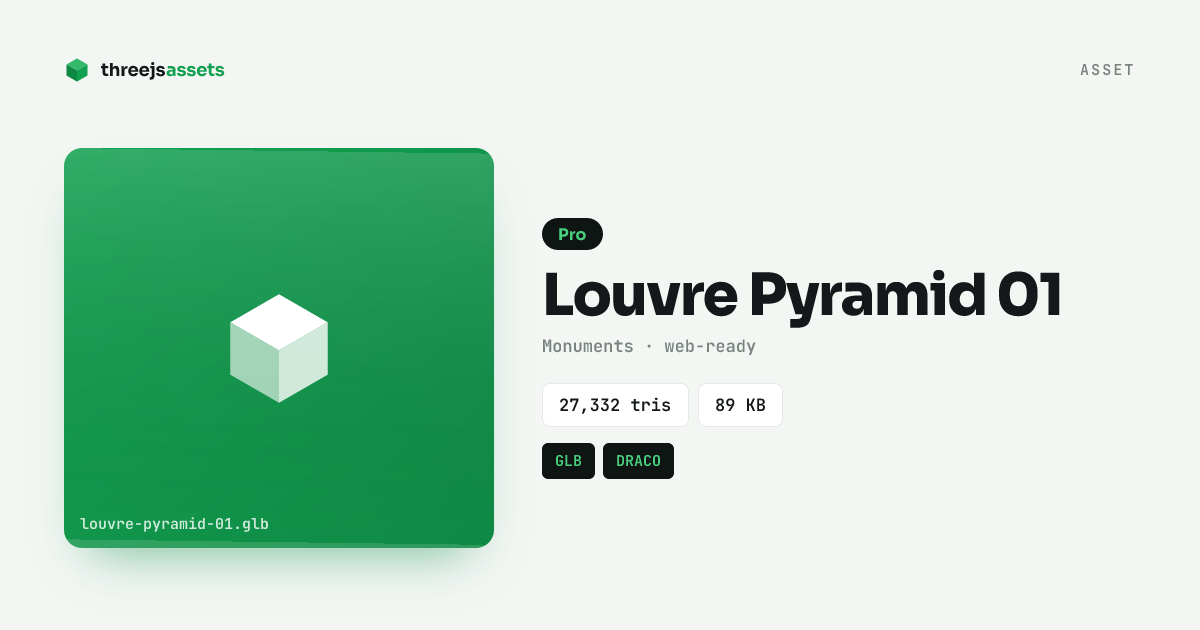 Low-Poly Louvre Pyramid 3D Model (GLB) — City: Paris | threejsassets