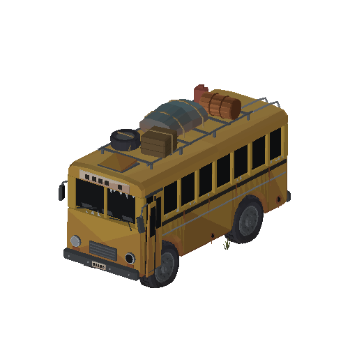 Low-poly Vehicles 3D model: Abandoned Bus