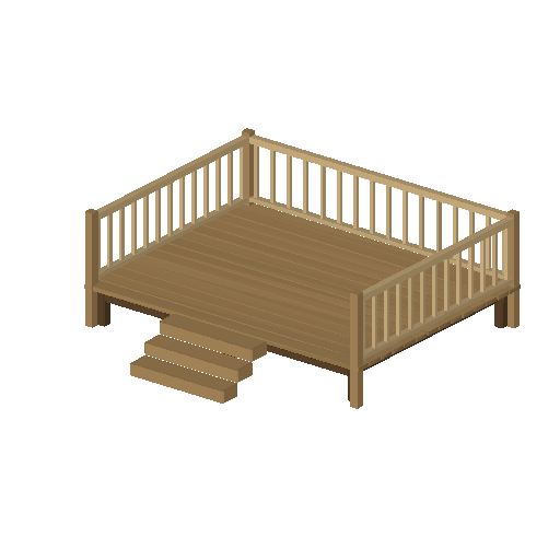 Low-poly Lot Structures 3D model: Backyard Deck