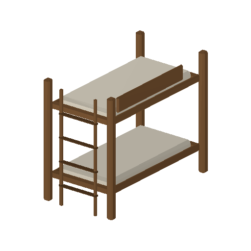 Low-poly Interiors 3D model: Bedroom Bunk Bed
