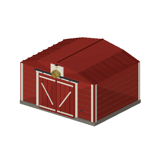 Low-poly Farm Structures 3D model: Big Red Barn