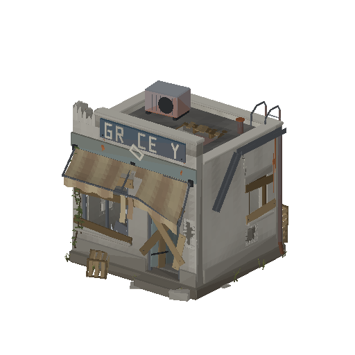 Low-poly Dwellings 3D model: Boarded Store