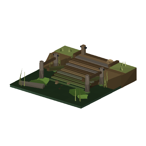 Low-poly Roads 3D model: Boat Launch Ramp Tile