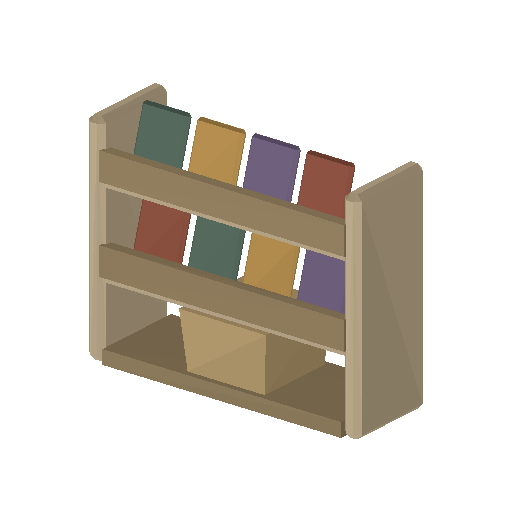Low-poly Interiors 3D model: Book Basket Unit