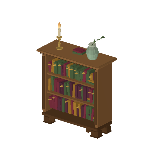 Low-poly Interiors 3D model: Bookcase Low Ledge