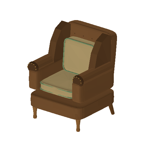 Low-poly Interiors 3D model: Bookshop Reading Armchair