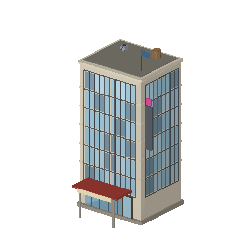 Low-poly Mid-Rise & Podium 3D model: Boutique Hotel 01