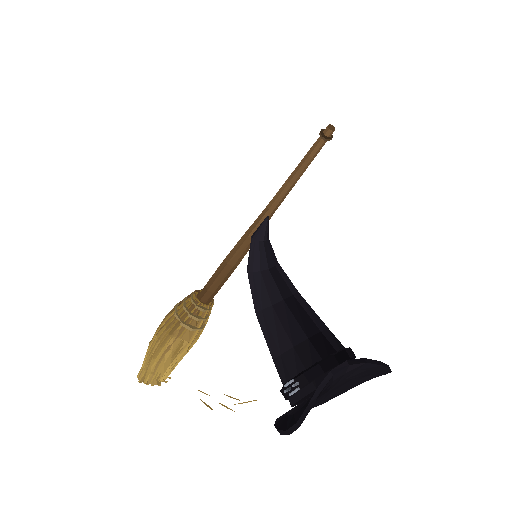 Low-poly Halloween Decorations 3D model: Broomstick Hat 01
