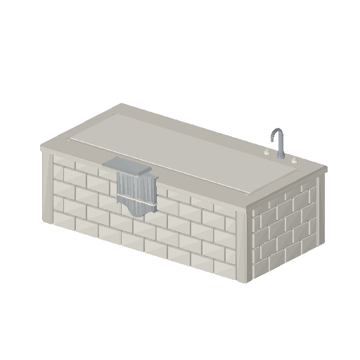 Low-poly Interiors 3D model: Built In Tub