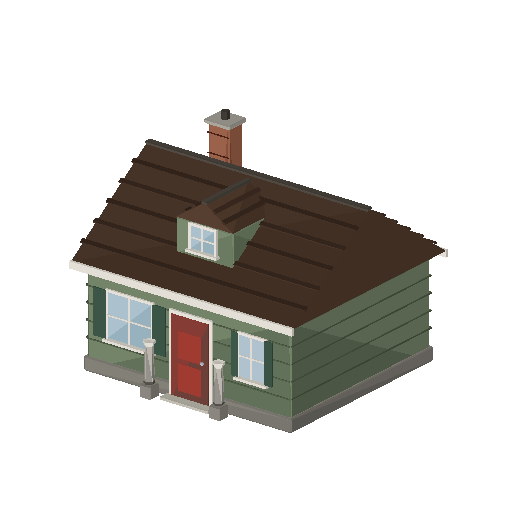 Low-poly Houses 3D model: Bungalow House