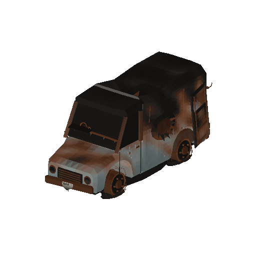 Low-poly Vehicles 3D model: Burnt Out Van