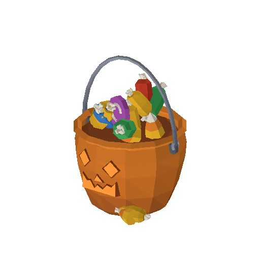 Low-poly Halloween Decorations 3D model: Candy Bucket 01