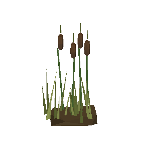 Low-poly Nature 3D model: Cattail Reed Clump
