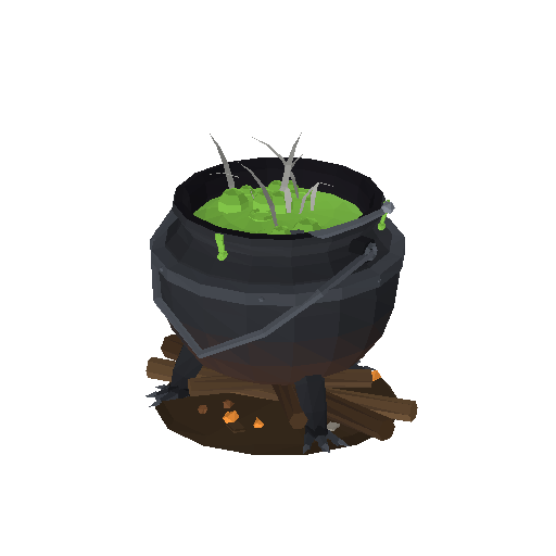 Low-poly Halloween Decorations 3D model: Cauldron 01