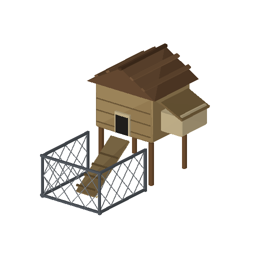 Low-poly Farm Structures 3D model: Chicken Coop