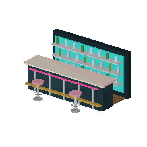Low-poly Interiors 3D model: Club Bar Counter