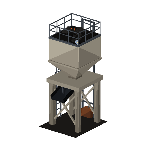 Low-poly Station & Rail Structures 3D model: Coaling Tower Modern