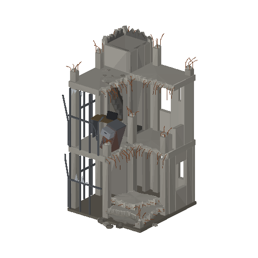 Low-poly Lot Structures 3D model: Collapsed Office Ruin