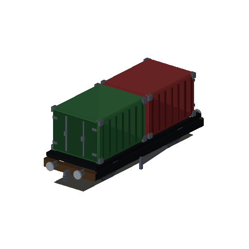 Low-poly Rolling Stock 3D model: Container Flat Wagon