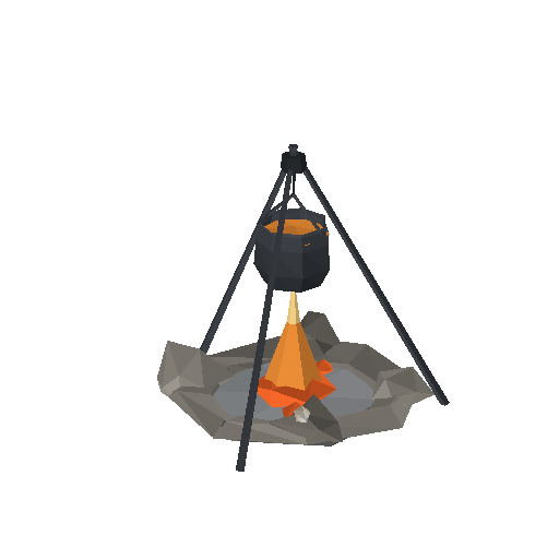 Low-poly Props 3D model: Cooking Hearth