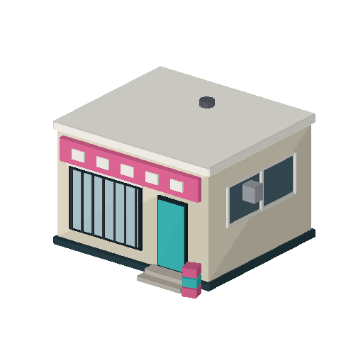 Low-poly Low & Mid-Rise 3D model: Corner Bodega Liquor