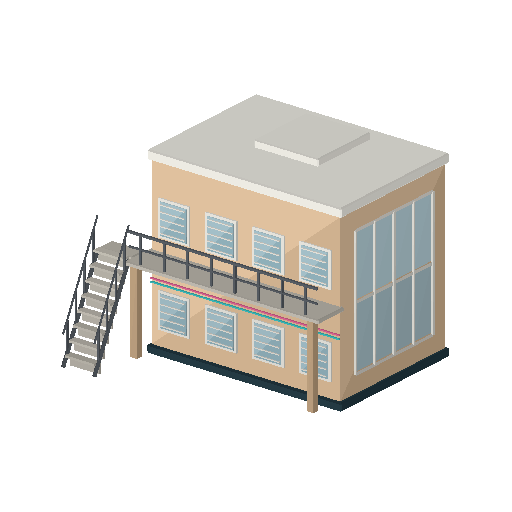 Low-poly Low & Mid-Rise 3D model: Deco Apartment Walkup
