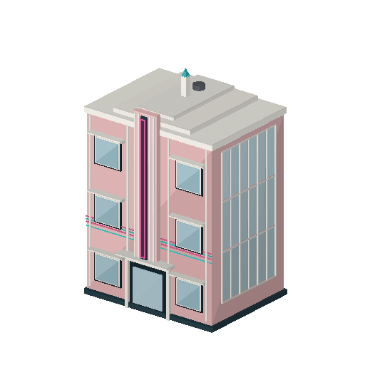 Low-poly Low & Mid-Rise 3D model: Deco Hotel Three Bay