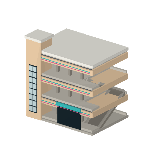 Low-poly Low & Mid-Rise 3D model: Deco Parking Garage