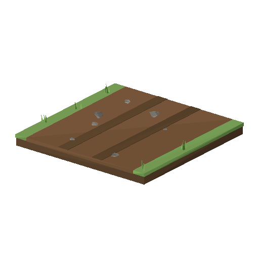 Low-poly Terrain 3D model: Dirt Path Ground