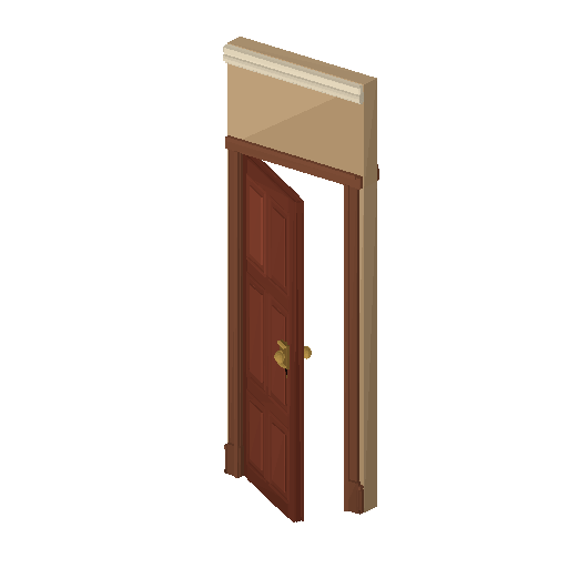 Low-poly Interiors 3D model: Door Panelled