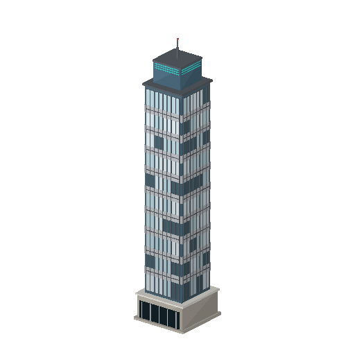Low-poly Towers & Civic 3D model: Downtown Glass Tower