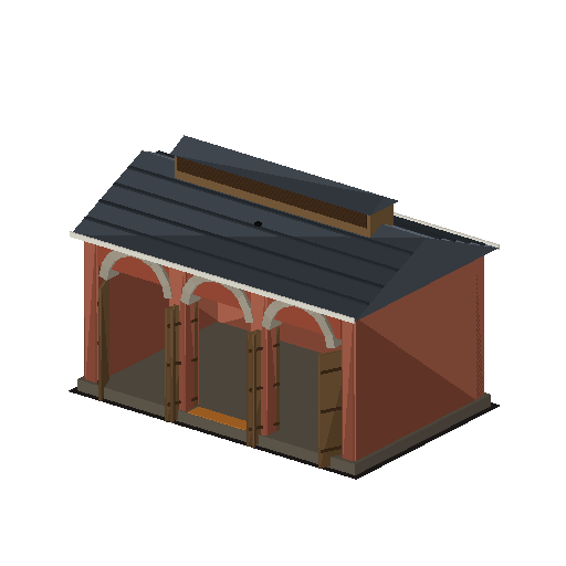 Low-poly Station & Rail Structures 3D model: Engine Shed