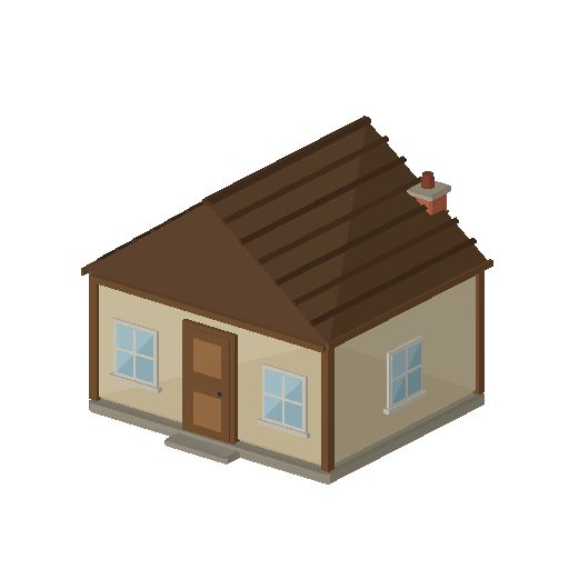 Low-poly Dwellings 3D model: Farmhand Cottage