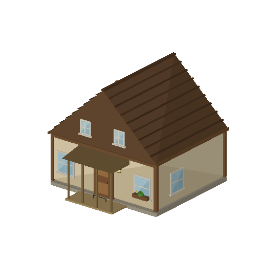 Low-poly Dwellings 3D model: Farmhouse