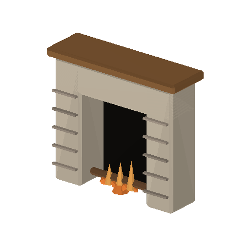 Low-poly Interiors 3D model: Fireplace Mantel