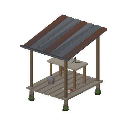 Low-poly Dwellings 3D model: Fish Cleaning Leanto