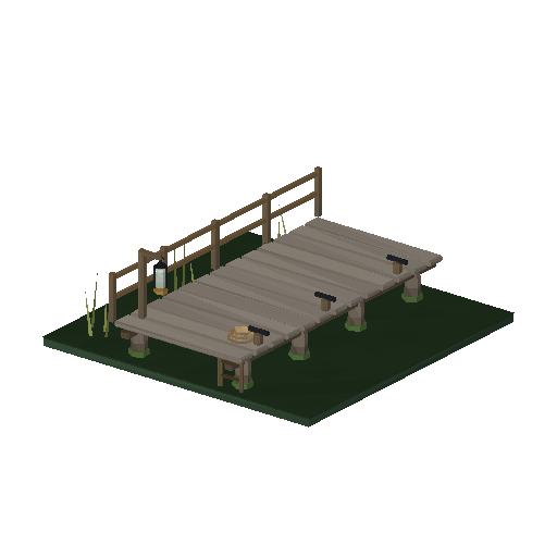 Low-poly Roads 3D model: Fishing Dock Tile