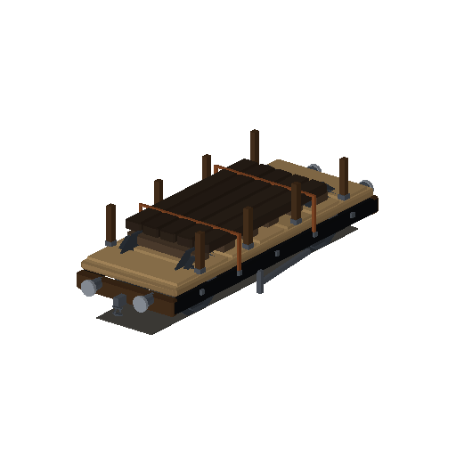 Low-poly Rolling Stock 3D model: Flatbed Wagon