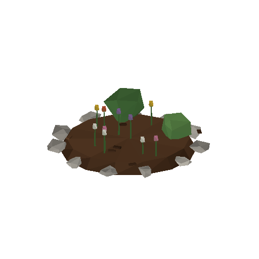 Low-poly Nature 3D model: Flower Bed