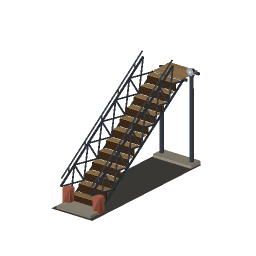 Low-poly Station & Rail Structures 3D model: Footbridge Stairs