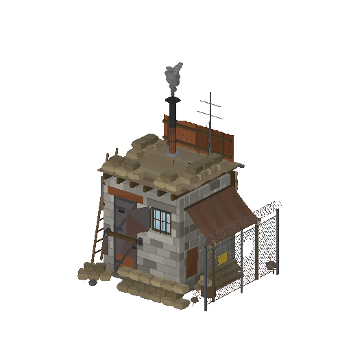Low-poly Lot Structures 3D model: Fortified Survivor Base