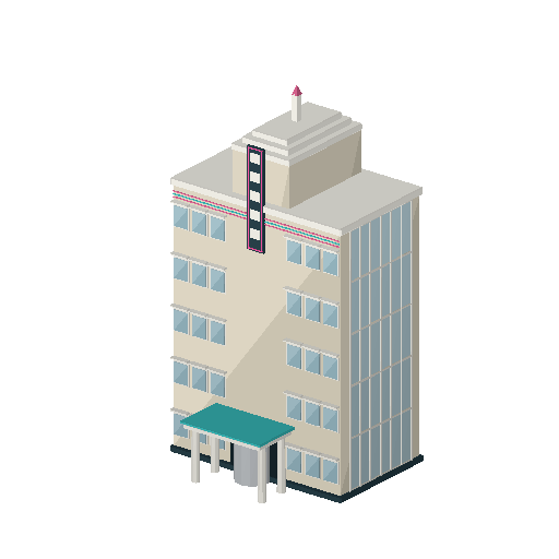 Low-poly Towers & Civic 3D model: Grand Deco Hotel