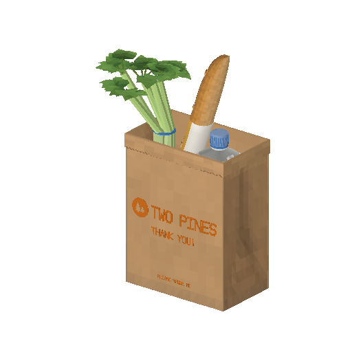 Low-poly Interiors 3D model: Paper Bag Full