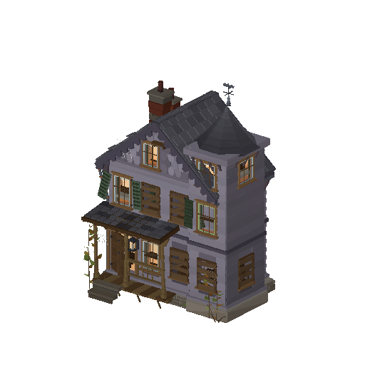 Low-poly Haunted Hero & Street 3D model: Haunted House Facade 01