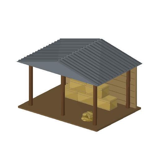 Low-poly Farm Structures 3D model: Hay Barn