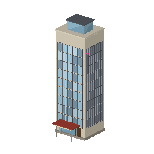Low-poly High-Rise & Supertall 3D model: Hotel Tower 01