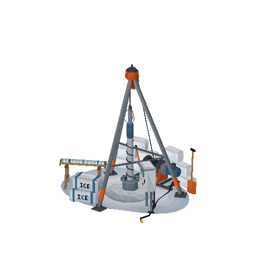 Low-poly Props 3D model: Ice Drill Rig