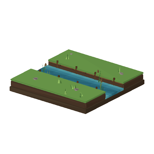 Low-poly Water 3D model: Irrigation Channel