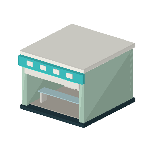 Low-poly Low & Mid-Rise 3D model: Laundromat Strip Unit