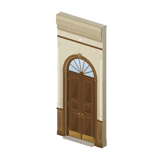Low-poly Interiors 3D model: Library Door Wall